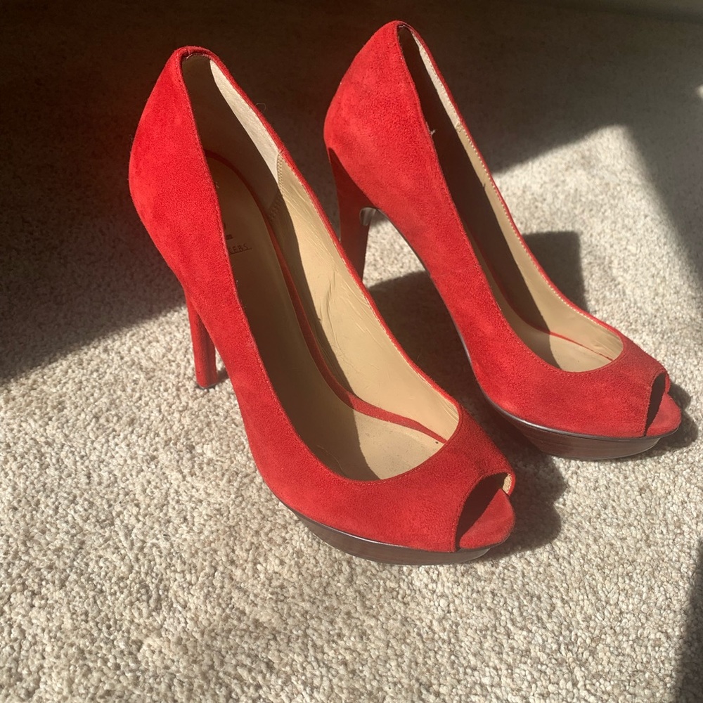 Red Bakers Suede Heels